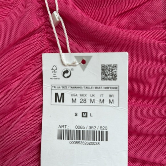 NWT Zara Pink Ruched Mesh Underwire Sweetheart Neck Bodycon Mini Dress Medium - Picture 4 of 12